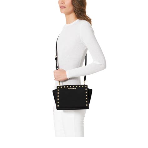 michael kors selma medium leather messenger|michael michael kors medium selma messenger.